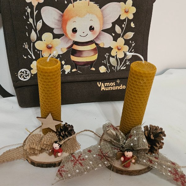 Velas personalizadas cera artesana Vamos Aunando